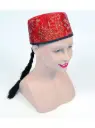Red Fabric Chinese Hat with Plait
