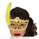 Gold Masquerade Eye Mask with Feather