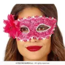 Fuchsia Masquerade Eye Mask with Flowers