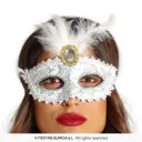 White Masquerade Eye Mask with Feathers