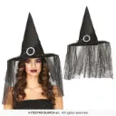 Witch Hat with Veil & Stars