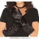Black Ruched Long Gloves, 40 cm