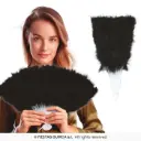 Black Feather Fan, 16 Blades