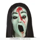 Ghost Girl Latex Mask with Long Black Hair