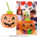 LED Pumpkin Cup with Straw, 17 cm