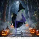 Hanging Witch with Broom, 44x38 cm