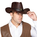 Faux Leather Cowboy Hat with Bull Head Band
